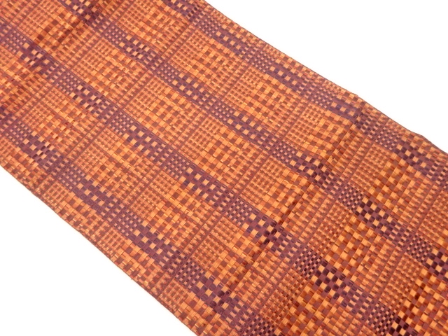 本場筑前博多格子模様織出し名古屋帯